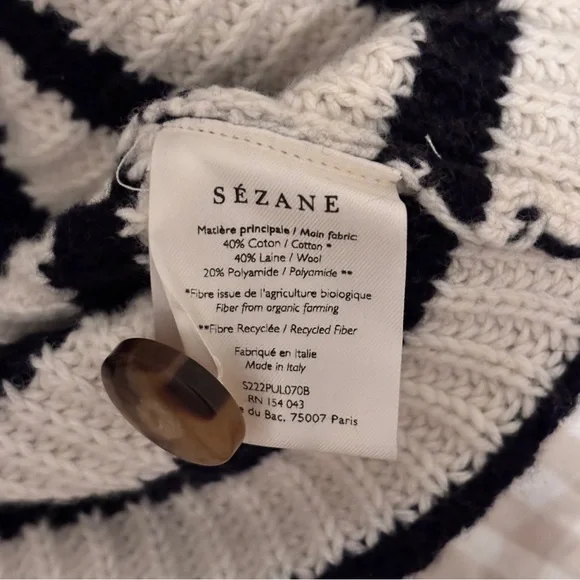 Sezane Lucas Jumper | S | ecru and navy stripe - Picture 5 of 6